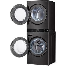 LG WashTower WKHC202HBA 27英寸洗衣机，无风电动烘干机- 240V，黑色不锈钢